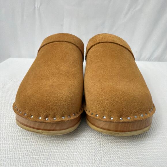 Troentorp Clogs Womens Size 7 Brown Tan Leather Slip On Wooden Sweden Mules 37 - Picture 2 of 11